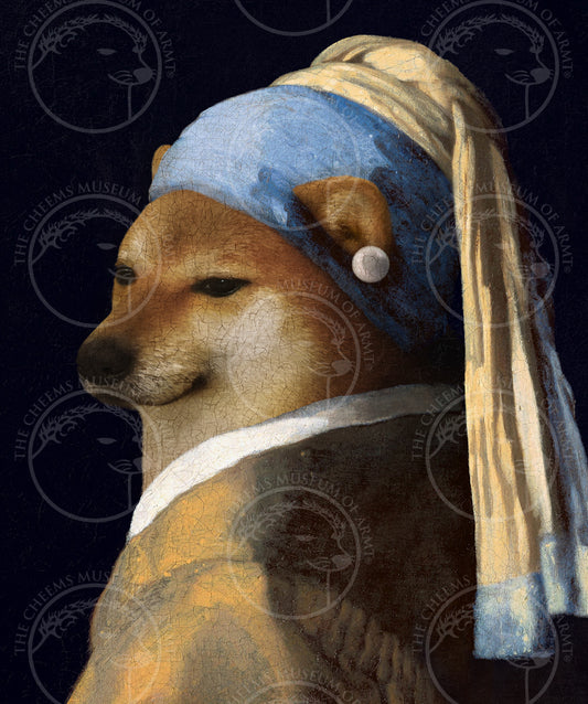 "The Cheems wimth a pearlm earrimg" - Canvas